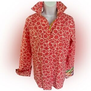 Tizzie French Cuff Button Down Shirt - M pink melon , white , cotton spandex